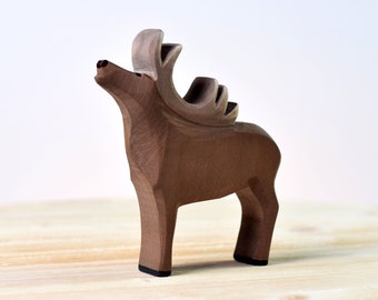 Wooden Deer Figurine | Etsy