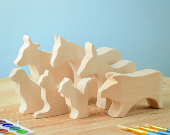 Paint-Your-Own Wooden Farm Figures | Montessori Inspired DIY Toys | Handmade Waldorf Animal