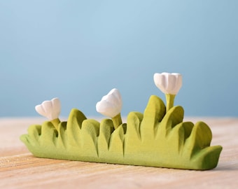 Wooden "Grass and flowers" I Waldorf Toy I Big Play Grass and Flowers I Playscape Grass I Forest Grass I Montessori Wooden Grass