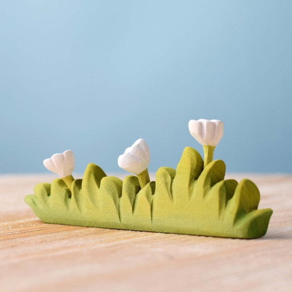 Montessori Wooden Grass Playscape | Handcrafted Toy with Floral Accents for Children | Handmade Organic Wood