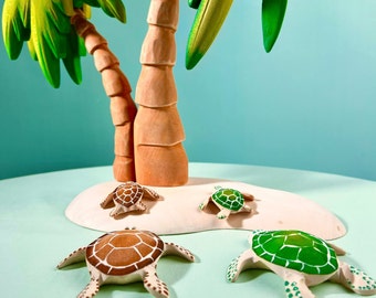 Wooden figure animal "Turtle" | "Baby Turtle" | Waldorf Wooden Figurines | Wooden animal Wooden toy wild animal for Waldorf and Montessori
