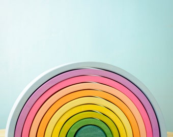 Handmade Wooden Rainbow Stacker Toy | Waldorf, Montessori Play