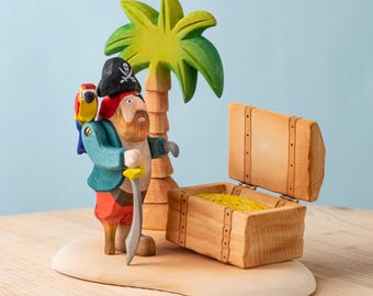 Wooden Pirate Treasure Hunt Set | Montessori Waldorf Toy