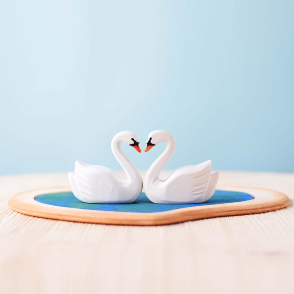 Charming Swans and Heart Lake Set | Montessori Valentine's Day Gift | Handmade Eco-Friendly