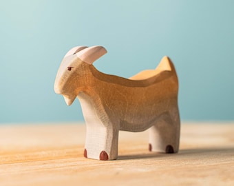 Figura in legno animale "Capra" / Figurine di legno Waldorf / Animale di legno Figurina di legno animale domestico giocattolo di legno per Waldorf e Montessori