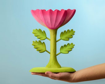 Handmade Wooden Flower | Pink Waldorf-Inspired Montessori Decor