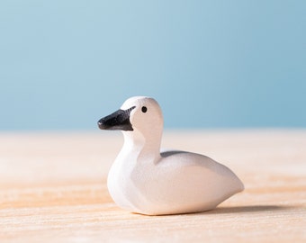 Handmade Wooden Cygnet | Waldorf Toy Educational Figure | Wild Montessori Animal Figurine