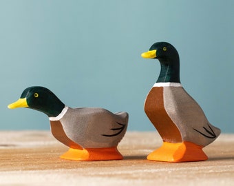 Figurine en bois de canard sauvage | Jouet inspiré de Waldorf | Jeu éducatif Montessori | Fabriqué avec du bois naturel