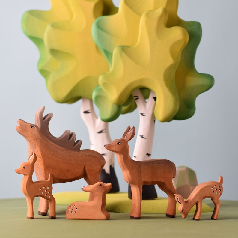 Deer Herd SET I Wooden Deer I Wooden Stag I Wooden Fawn I Etsy
