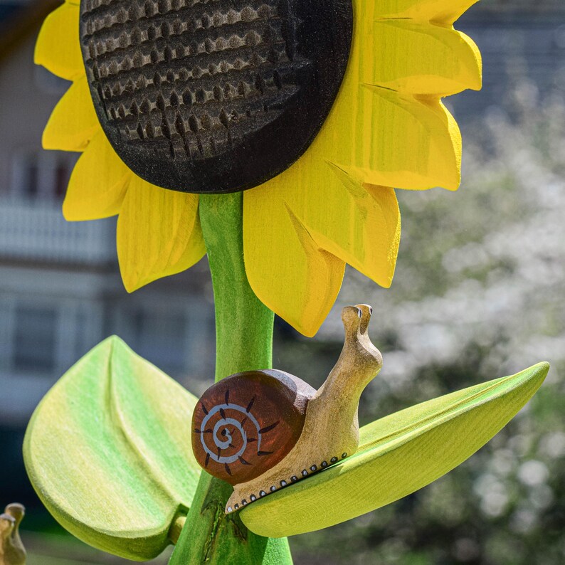 Schnecke Holzfigur Umweltfreundliches Waldorfspielzeug, handgefertigt Bild 7