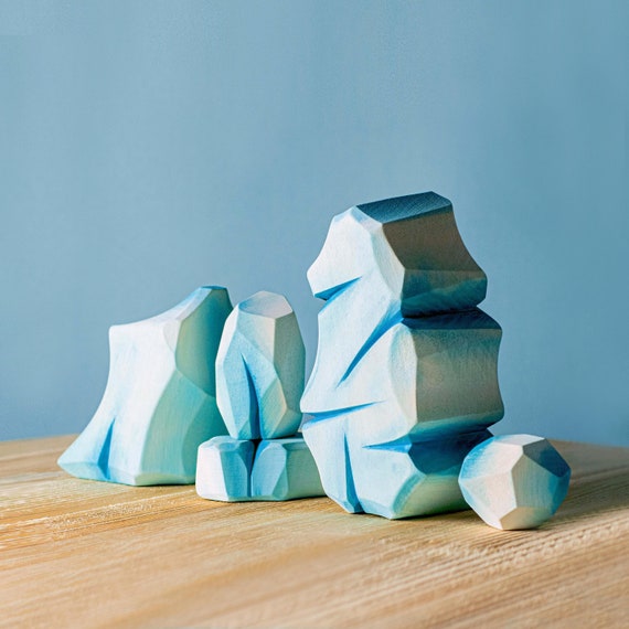Handmade Icy Rocks Waldorf Toy | Lime Wood Montessori Materials