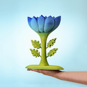 Blue Flower Wooden Decor | Handmade Large Waldorf-Inspired Accessory