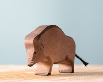 Handgemachte Holz Wildschwein | Waldorf Tier Spielzeug | Montessori Freundliche Figur