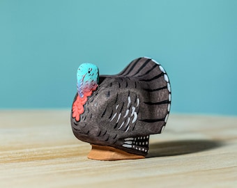 Eco-Friendly Wooden Bird Turkey Toy | Montessori Play Figure | Handcrafted with Linden Wood