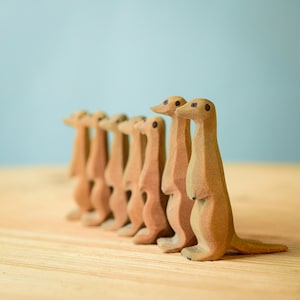 Handmade Wooden Meerkat Family | Waldorf Montessori Toy