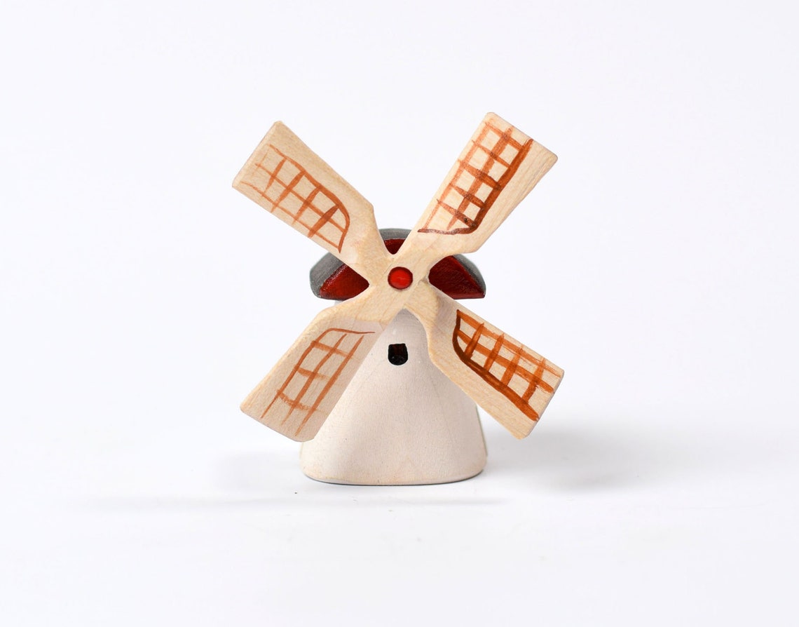 Wooden toy windmill collectible figurine gift for him Etsy