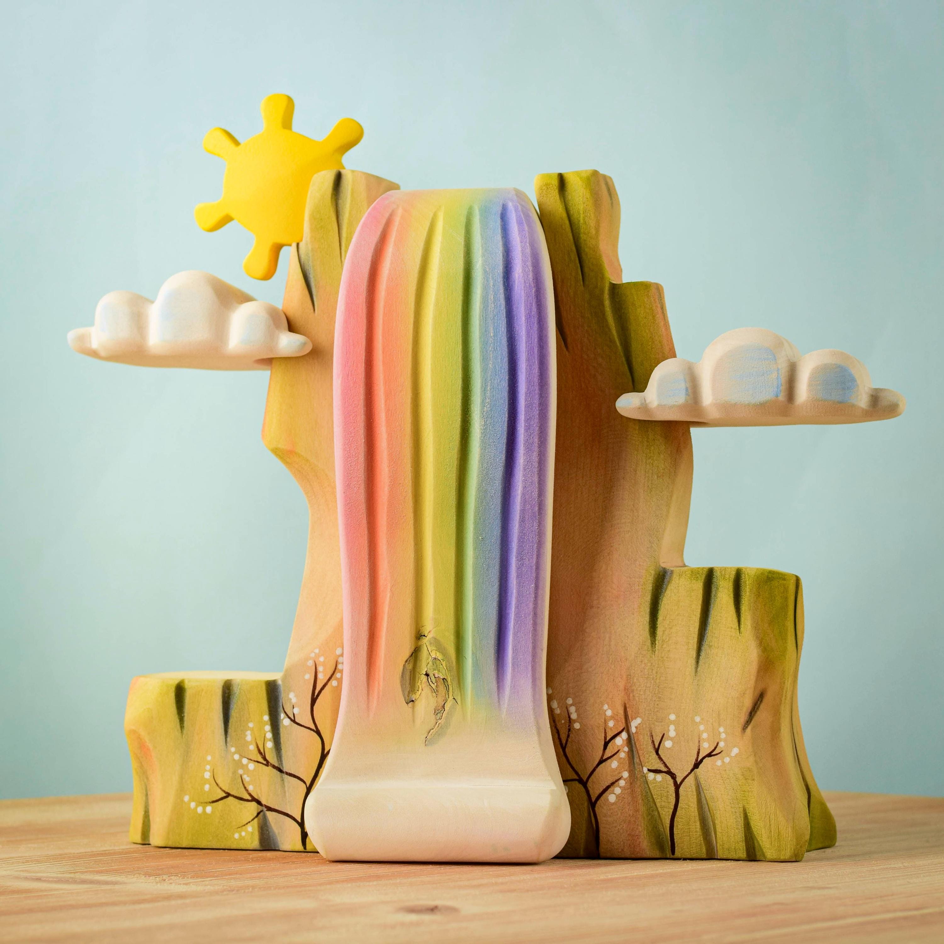 Handmade Rainbow Cliff Wooden Toy Set | Waldorf Montessori Playset - Etsy