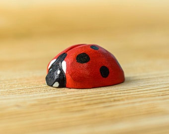 Artisan Wooden Ladybug Figure - Handmade, Eco-Friendly Waldorf Toy