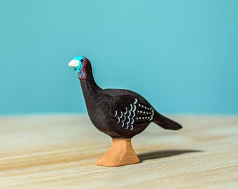 dinde en bois en forme de poule | Jouet Montessori fait main | Jouets respectueux de l'environnement inspirés de Waldorf