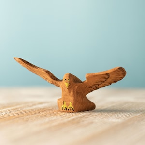 Handmade Wooden Eagle Toys | Saliva-Safe Waldorf Toy | Montessori Bird Figure