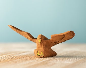 Handmade Wooden Eagle Toys | Saliva-Safe Waldorf Toy | Montessori Bird Figure