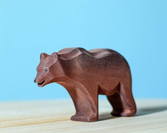 Montessori Big Bear Figura da gioco in legno per animali / Giocattolo in legno organico fatto a mano