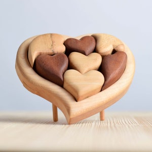 Wooden Hearts Puzzle | Non-Toxic Valentine's Day Handmade Gift for Her