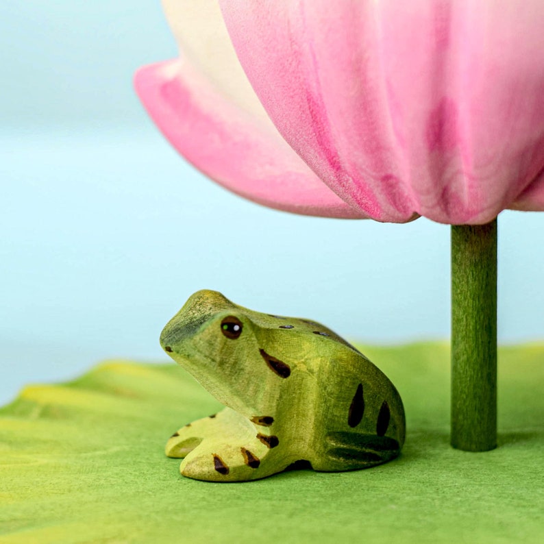 Grenouille verte faite main Figurine en bois Jouet Waldorf respectueux de l'environnement image 4