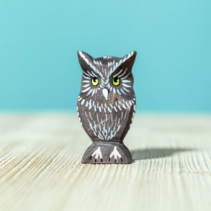 Wooden Owl Figure for Nature Play | Handmade Maple Wood Waldorf Toy