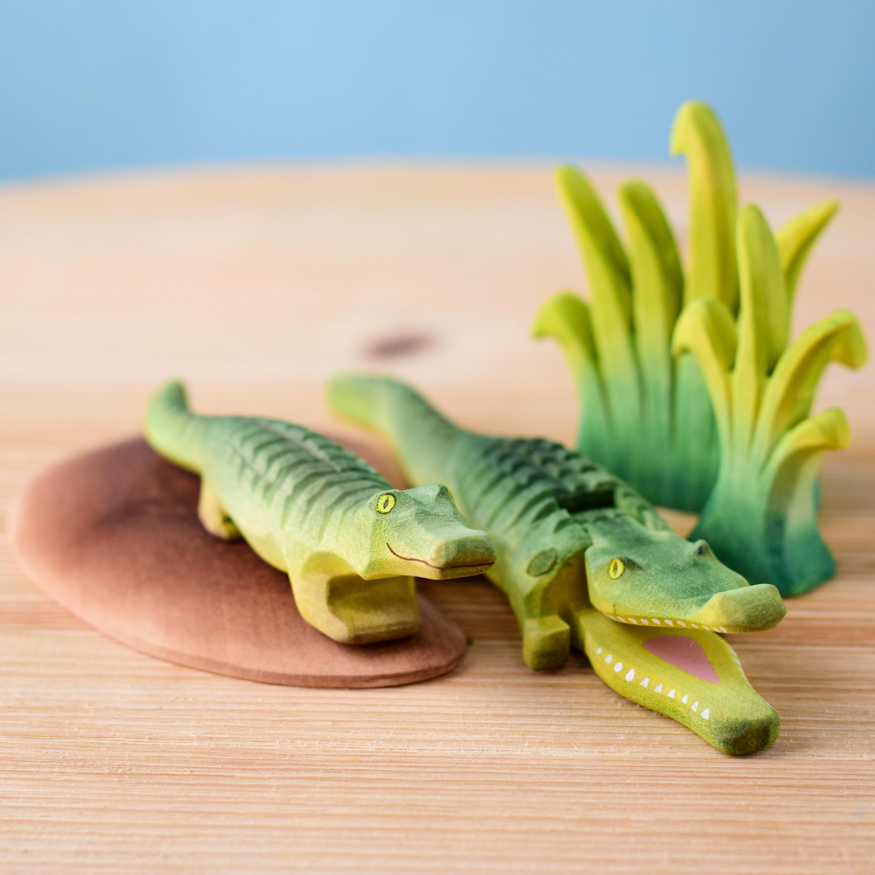 Crocodile Cove | Safe & Sustainable Montessori Inspired | Handmade Organic Wood Toy for Waldorf Play Made by Bumbu Toys