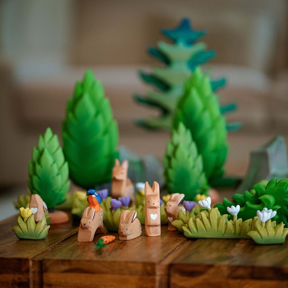 Animaux de la forêt en bois - 10 figurines