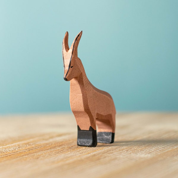 Montessori Wooden Mountain Goat Play Figure | Handmade Waldorf Animal for Educational Learning