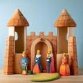 Regal Family and Castle Set | Handcrafted Wooden King, Queen, Prince, Princess and Castle | Waldorf Inspired Royal Figures by Bumbu Toys product logo