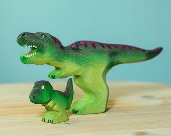 T-Rex Waldorf Holz Dinosaurier - Handgefertigter Linden Holz Tyrannosaurus Spielzeug für Kinder