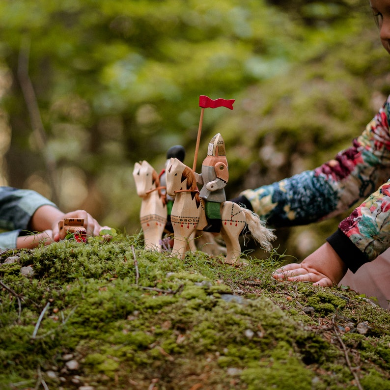 The Dacian Knight: Artisanal Hardwood Waldorf Toy for Collectors Handcrafted with Organic Wood image 9