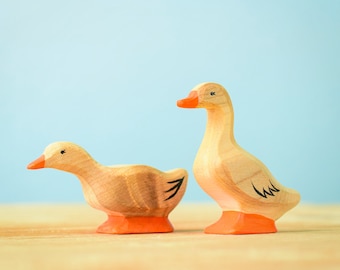 Montessori Wooden Bird Domestic Duck | Waldorf Educational Toy | Handmade with Organic Wood