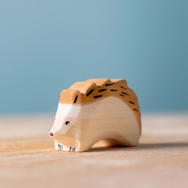 Montessori Wooden Animal Hedgehog Toy | Natural Wood Waldorf Figure