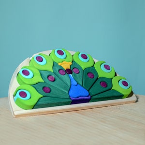 Handmade Peacock Wooden Puzzle | Waldorf & Montessori Inspired Toy