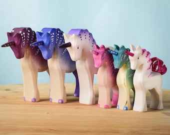 Linden Wood Montessori Unicorns Toy - Handcrafted Wooden Play Figure