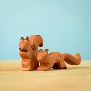 Waldorf Inspired Squirrel Wooden Animal | Handmade Organic Wood Toy for Montessori Play