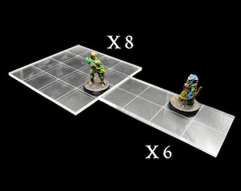 14 PCS Dry-Erase Modular Acrylic - Transparent -  RPG - Game Board - DND - Pathfinder - Map - 1" Grid Map Tiles - Rooms & Hallway
