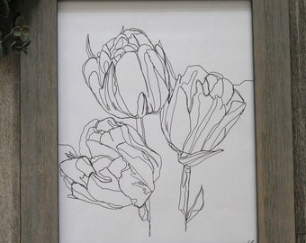 Arte minimalista de línea de tulipán / Arte floral / Estampado floral / Arte imprimible / Impresión de arte digital / Descarga digital / Impresión digital
