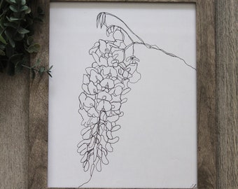 Minimalist Wisteria Branch Line Art | Flower Art | Floral Print | Printable Art | Digital Art Print |  Digital Download | Digital Print
