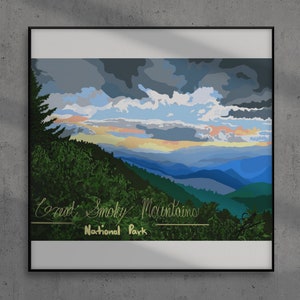 Great Smoky Mountains National Park Art Print | Blue Ridge Parkway | Blue Ridge Mountains | Wall Art | Cabin Decor | Digital Print