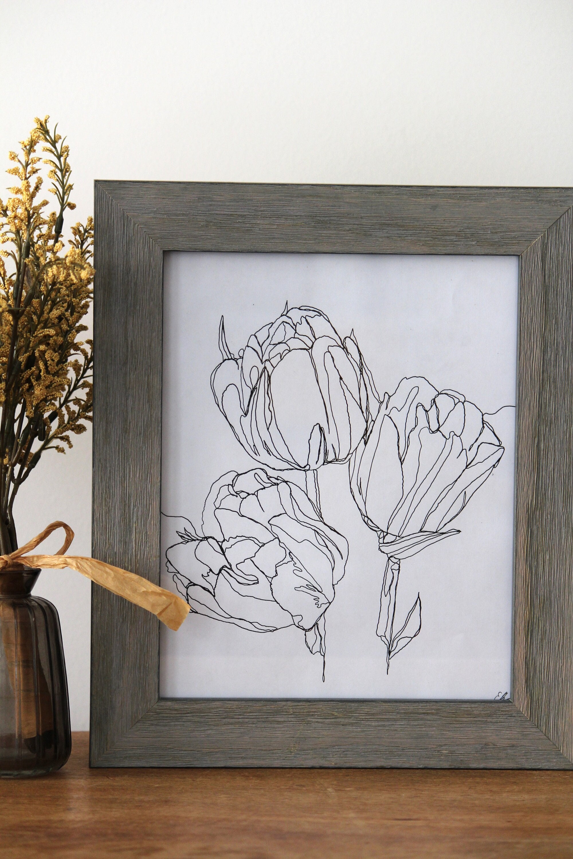 Minimalist Tulip Line Art | Flower Art | Floral Print | Printable Art ...