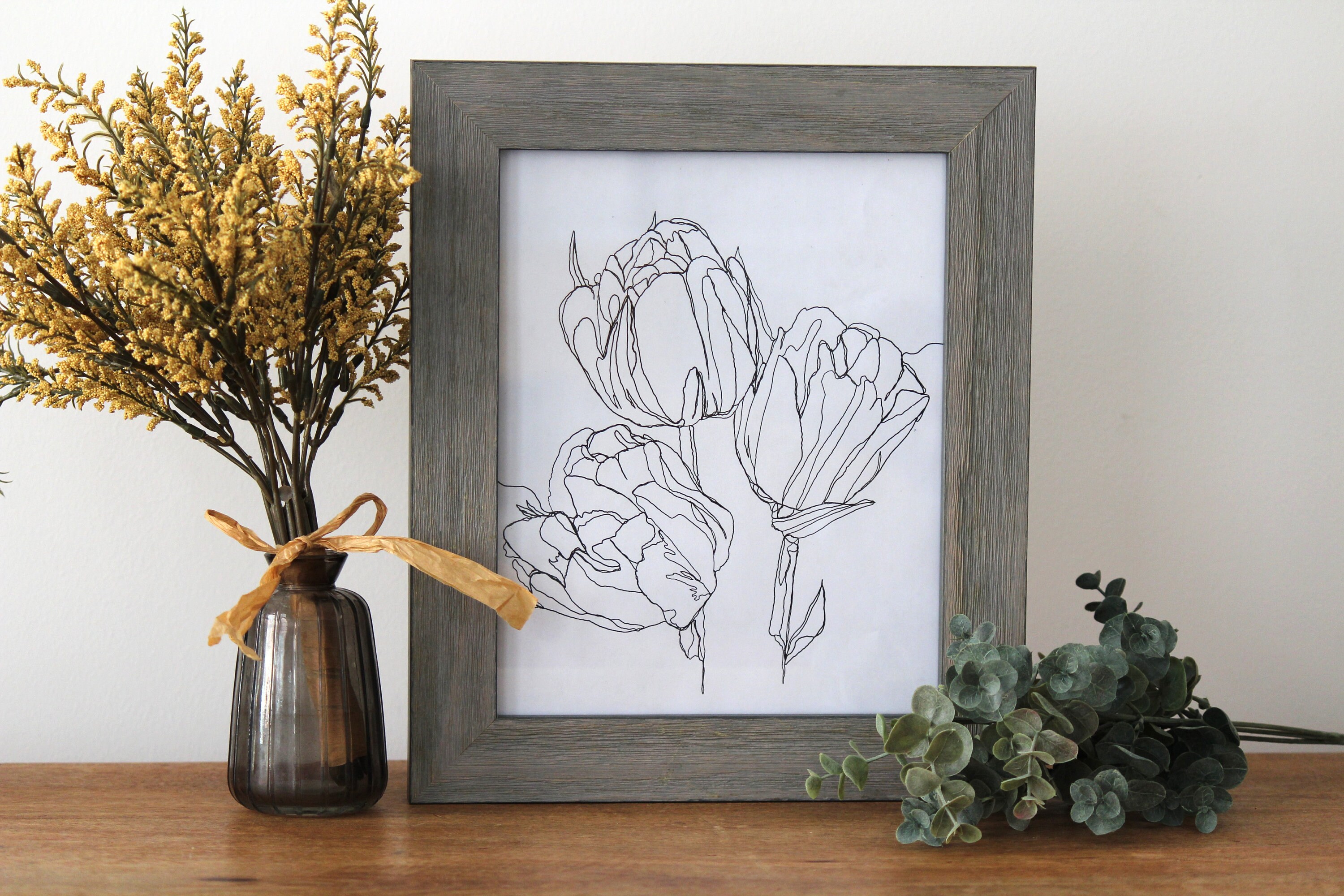 Minimalist Tulip Line Art | Flower Art | Floral Print | Printable Art ...