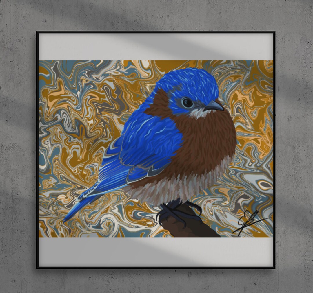 Bluebird Bird Art Print Printable Wall Art Bird Art Nature Digital