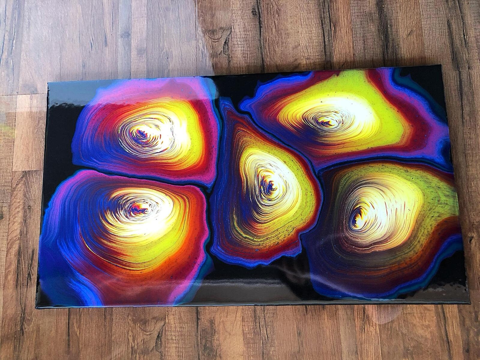 Rainbow Epoxy Resin Painting 16 x 28 Acrylic Pouring Etsy