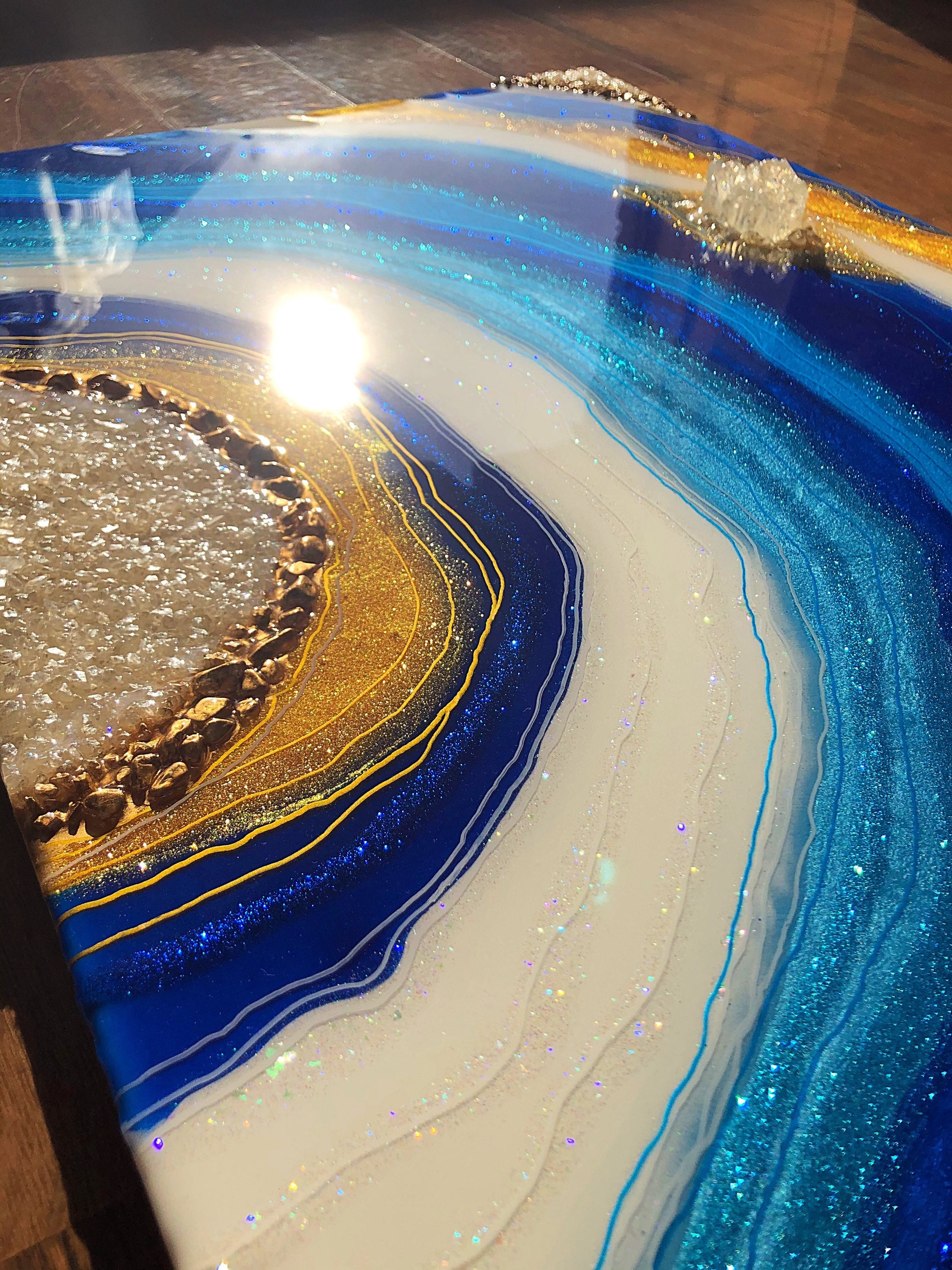 Resin Geode Art 28x20 Crystals Geode Abstract Art Crystal Etsy