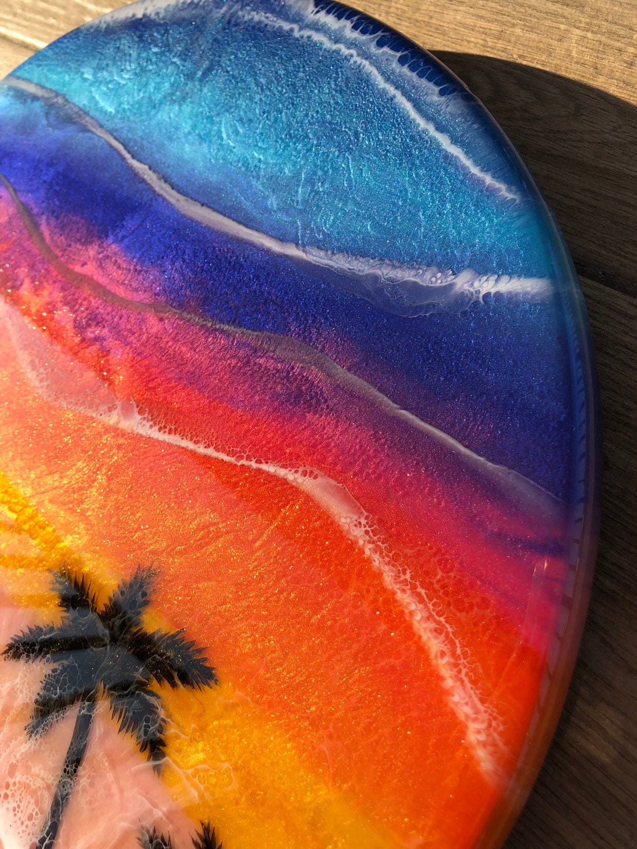 16 Sunset Painting Wood Resin Lazy Susan Epoxy Resin Etsy